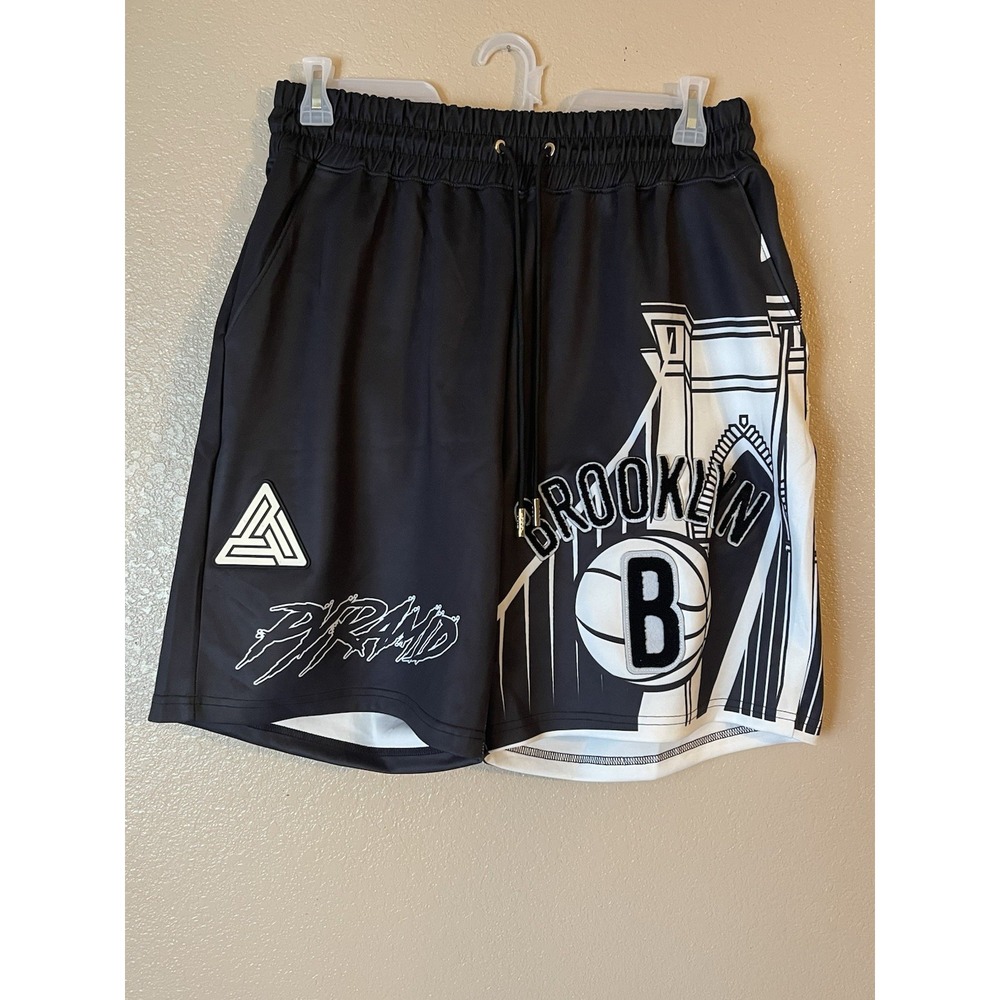 Men's XL NWOT‎ Brooklyn Nets Pro Standard x Black Pyramid Chenille Patch Shorts